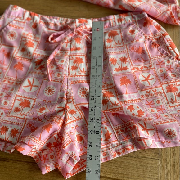 Sigrid Olsen Pink Orange Tropical Pajama Shorts Set Women’s Medium Preloved - Picture 7 of 12